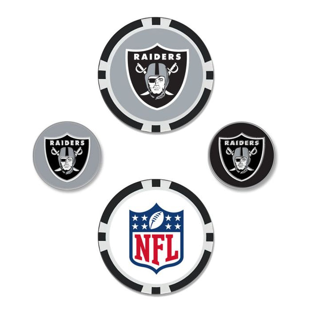 Juego de cuatro marcadores de pelota de los Raiders de Las Vegas