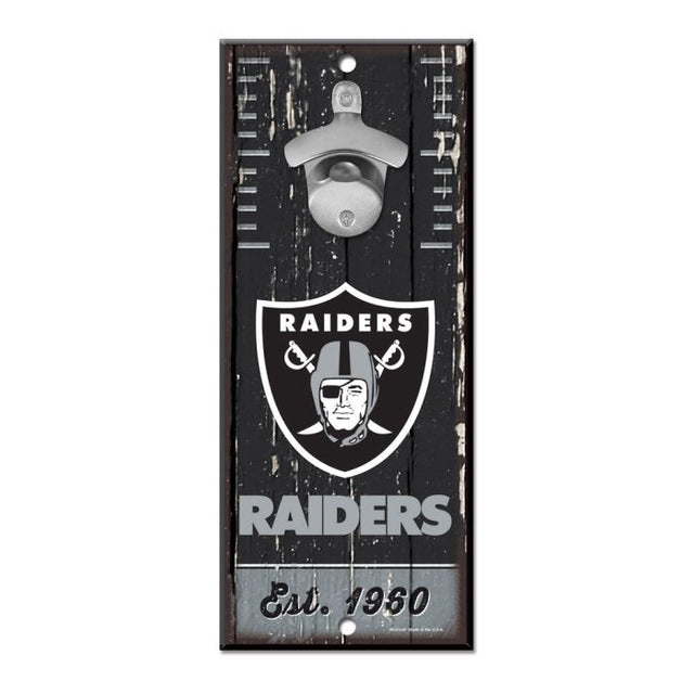 Letrero con abrebotellas de los Raiders de Las Vegas de 5 x 11 pulgadas