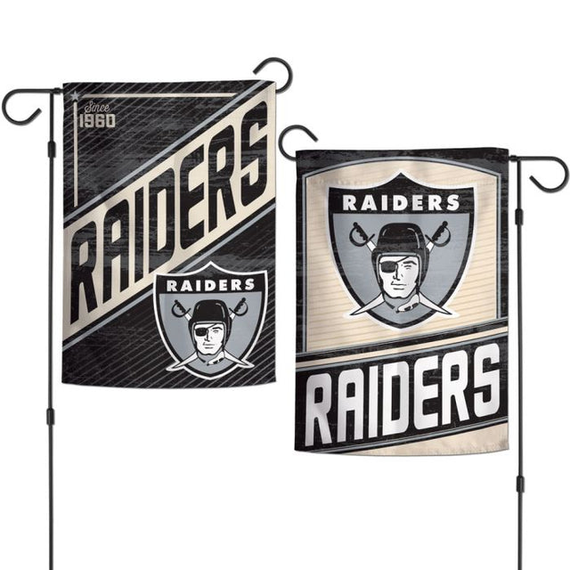 Banderas de jardín retro con logotipo clásico de Las Vegas Raiders, de 2 lados, 12,5" x 18"