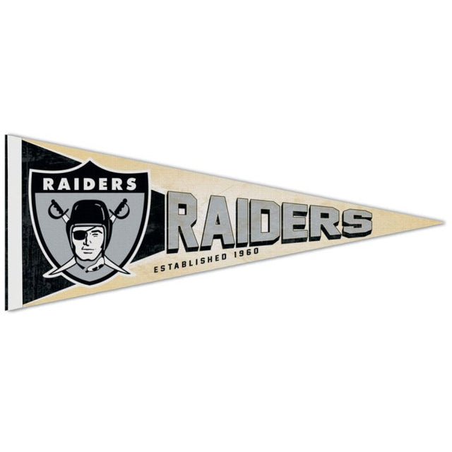 Banderín premium retro con el logotipo clásico de Las Vegas Raiders, 12" x 30"