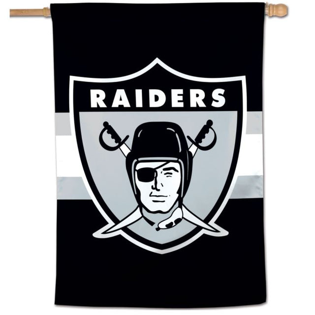 Bandera vertical retro con logotipo clásico de Las Vegas Raiders, 28" x 40"