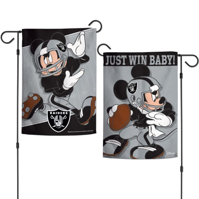 Banderas de jardín de Disney Mickey Mouse y Las Vegas Raiders, de 2 lados, 12,5" x 18"