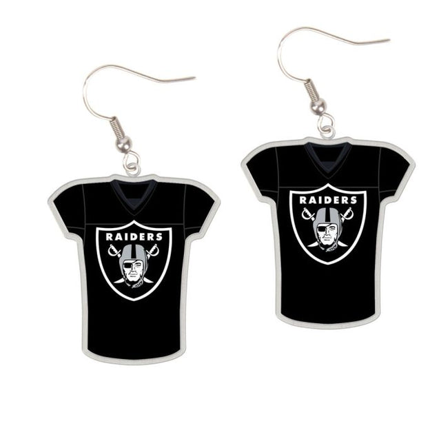 Pendientes de joyería de los Raiders de Las Vegas con camiseta en cartulina