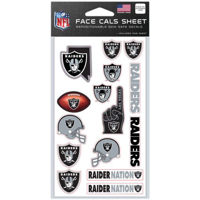 Calcomanías faciales de los Raiders de Las Vegas de 4" x 7"