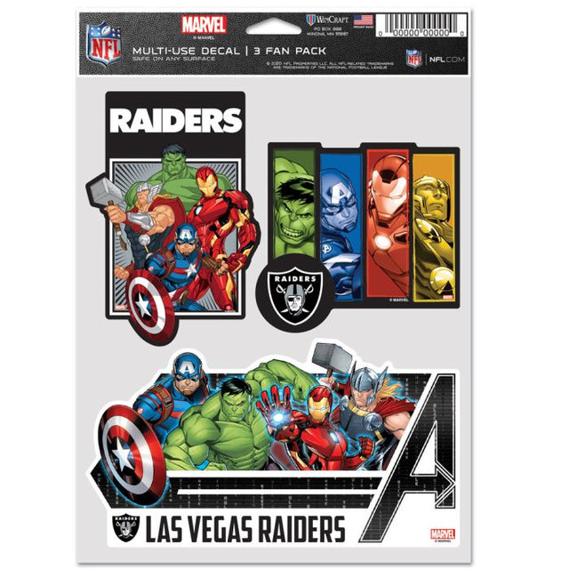 Paquete de 3 fanáticos multiusos de Marvel de Las Vegas Raiders/Marvel (C) 2021