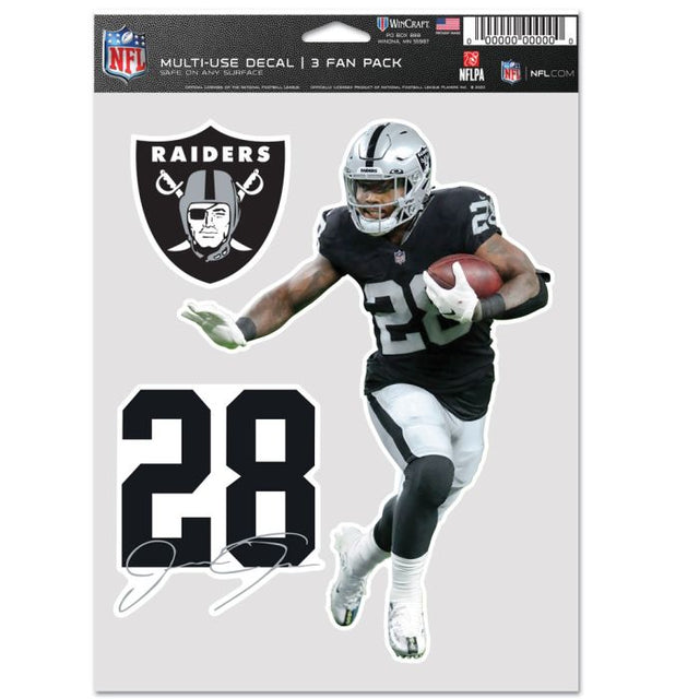 Paquete multiusos para 3 fanáticos de Las Vegas Raiders de Josh Jacobs