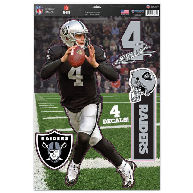 Calcomanía multiusos de Los Vegas Raiders de 11" x 17" de Derek Carr