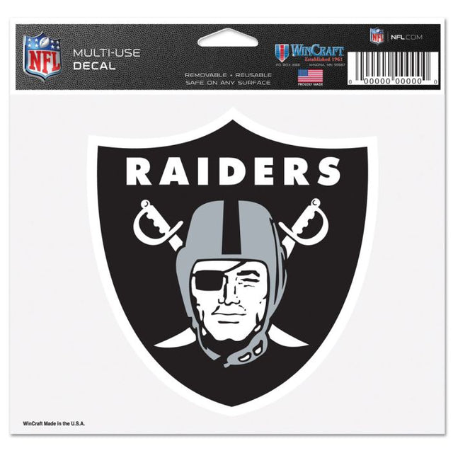 Calcomanía multiusos de Los Vegas Raiders, fondo transparente, 5" x 6"