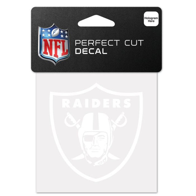 Calcomanía blanca de corte perfecto de los Raiders de Las Vegas de 4" x 4"