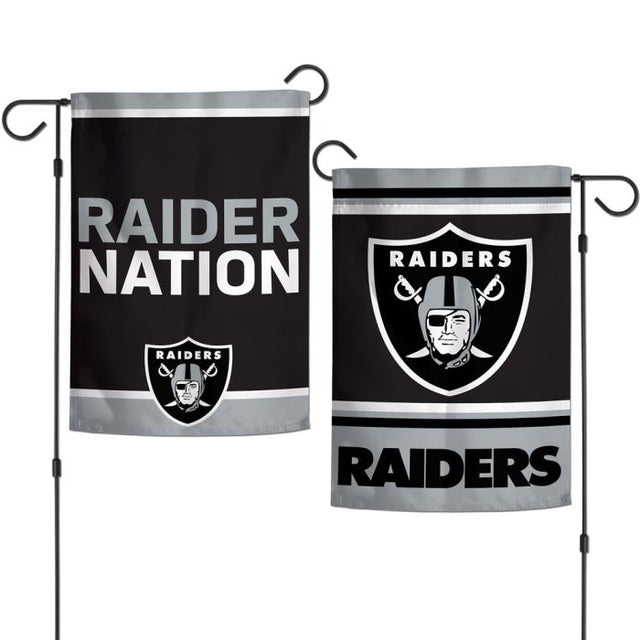 Banderas de jardín con el lema de Los Vegas Raiders, de 2 lados, 12,5" x 18"