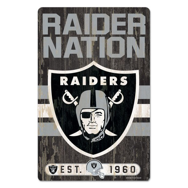 Letrero de madera con el eslogan de Los Vegas Raiders, 11" x 17", 1/4" de grosor