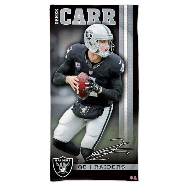 Toalla de playa Spectra de los Raiders de Las Vegas de 30" x 60" Derek Carr