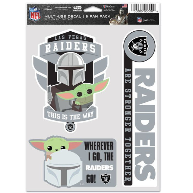 Paquete multiusos para 3 fanáticos de Las Vegas Raiders/Star Wars Mandalorian