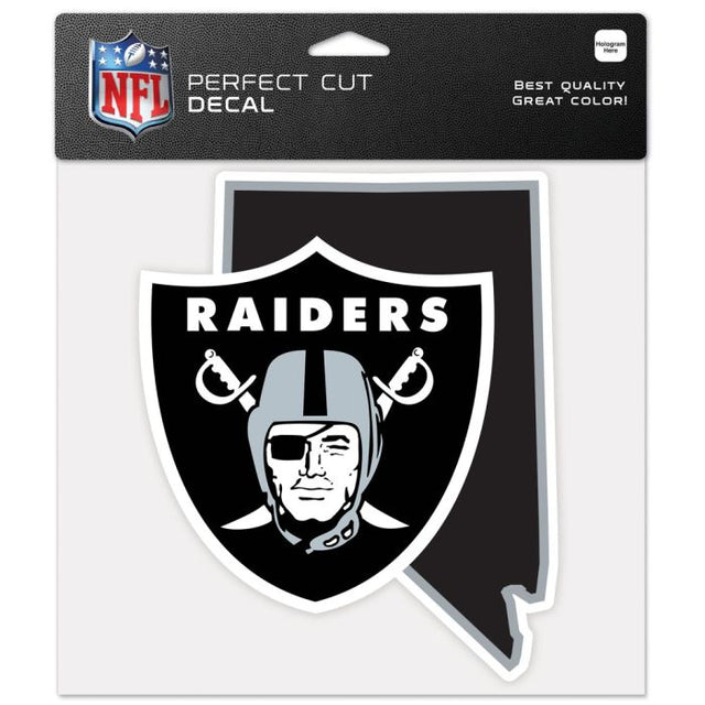 Calcomanía de corte perfecto en color con forma de estado de Las Vegas Raiders de 8" x 8"