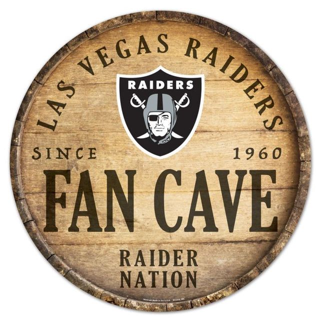 Letrero de madera de 14" redondo de los Raiders de Las Vegas