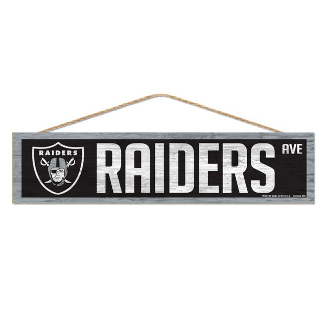 Letrero de madera de los Raiders de Las Vegas con cuerda de 4" x 17"