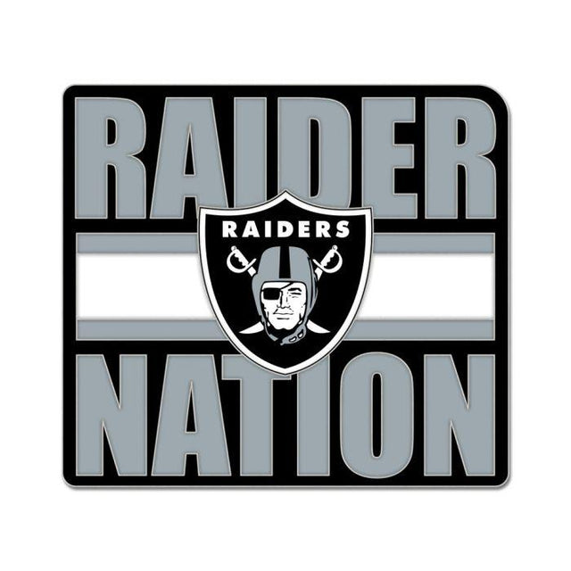 Tarjeta de joyería con pin esmaltado de colección con el lema de Los Vegas Raiders