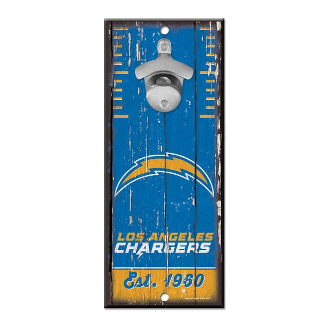 Letrero destapador de botellas de Los Angeles Chargers de 5 x 11 pulgadas