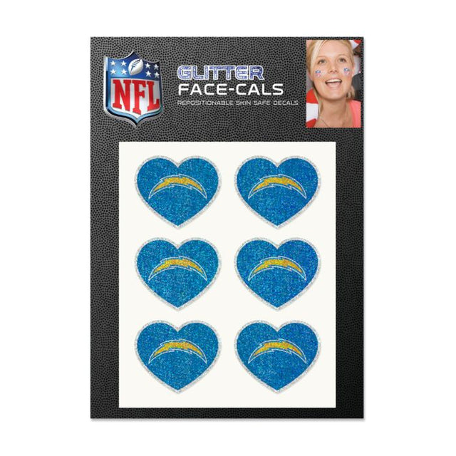 Los Angeles Chargers Heart Glitter Tattoo 6 Pack