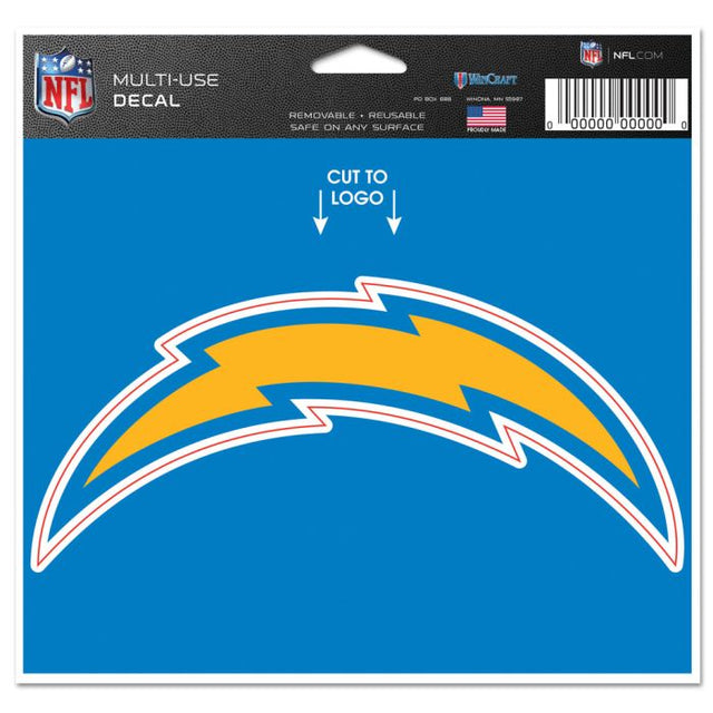 Calcomanía multiusos de Los Angeles Chargers: logotipo recortado de 5" x 6"