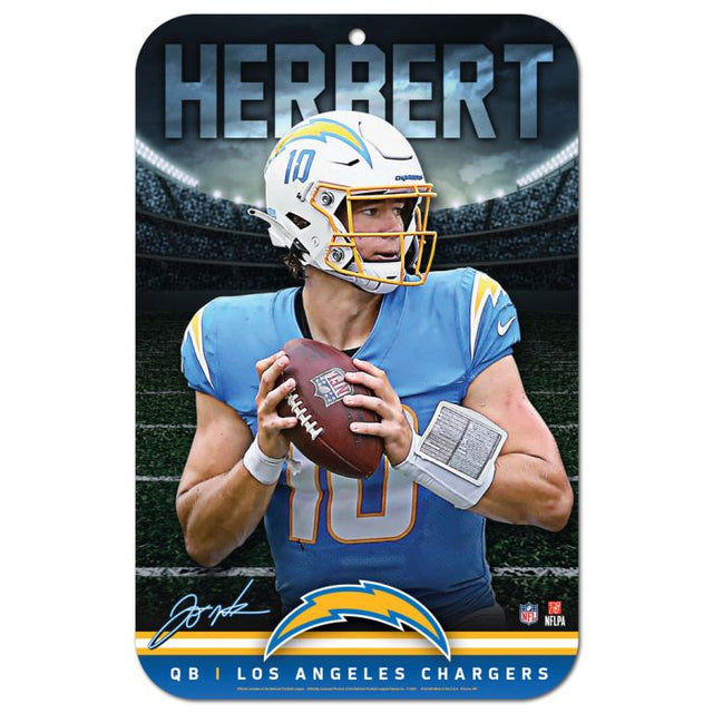 Los Angeles Chargers Plastic Sign 11" x 17" Justin Herbert