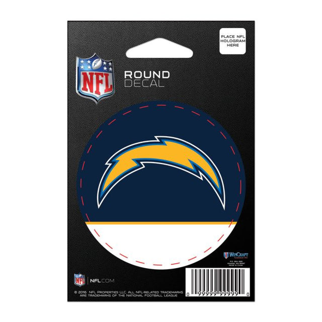 Calcomanía de vinilo redonda de Los Angeles Chargers de 3" x 3"