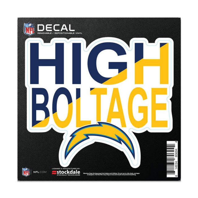 Adhesivo para superficies con el lema de Los Angeles Chargers, 6" x 6"