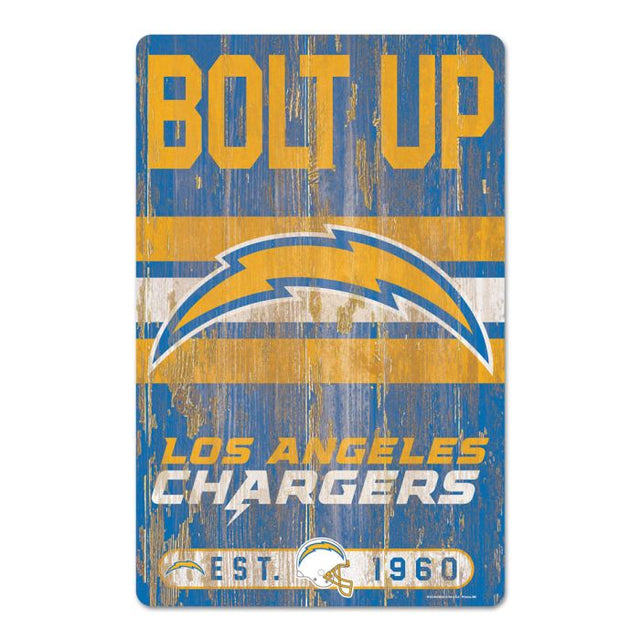 Letrero de madera con el eslogan de Los Angeles Chargers, 11" x 17", 1/4" de grosor