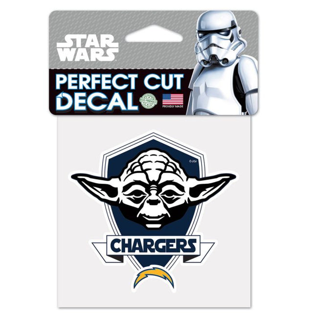 Calcomanía de color de corte perfecto de Yoda de Star Wars de Los Angeles Chargers, 4" x 4"