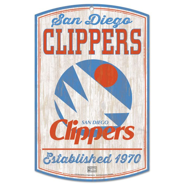 Los Angeles Clippers Hardwoods Wood Sign 11" x 17" 1/4" thick