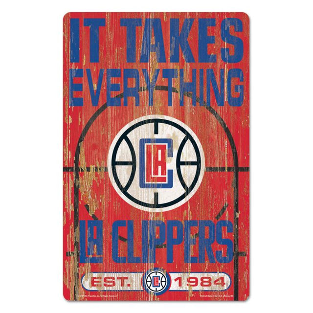 Letrero de madera de Los Angeles Clippers, 11" x 17", 1/4" de grosor