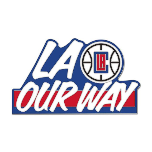 Tarjeta de joyería con pin esmaltado de colección con el lema de Los Angeles Clippers