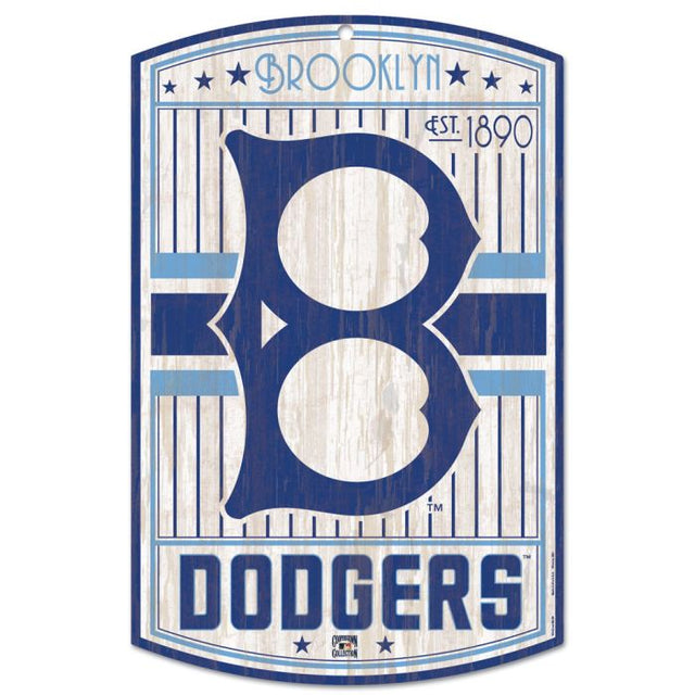 Letrero de madera de Cooperstown de Los Angeles Dodgers, 11" x 17", 1/4" de grosor