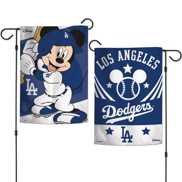 Banderas de jardín de Los Angeles Dodgers / Disney Mickey Mouse de 2 lados, 12,5" x 18"