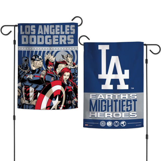 Los Angeles Dodgers / Marvel (c) 2021 MARVEL Garden Flags 2 sided 12.5" x 18"