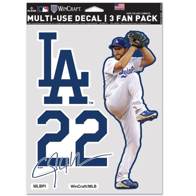 Paquete multiusos para 3 fanáticos de Los Angeles Dodgers Clayton Kershaw