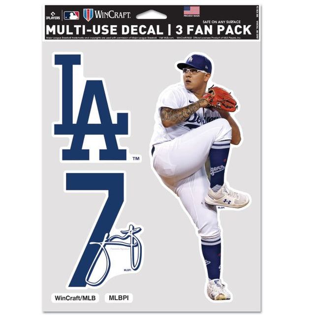 Paquete de 3 ventiladores multiusos Los Angeles Dodgers Julio Urias