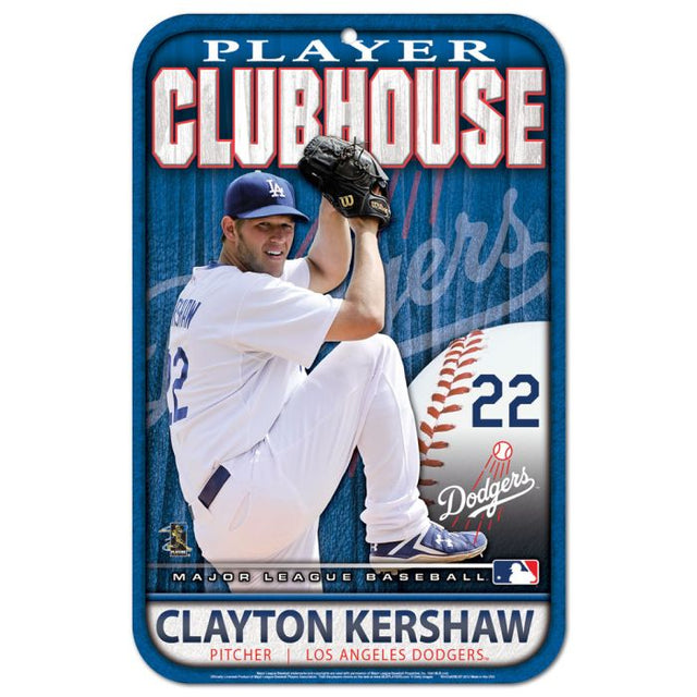 洛杉矶道奇队塑料标牌 11 英寸 x 17 英寸 Clayton Kershaw