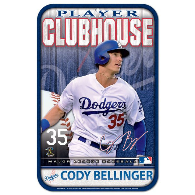 Letrero de plástico de Los Angeles Dodgers de 11" x 17" Cody Bellinger