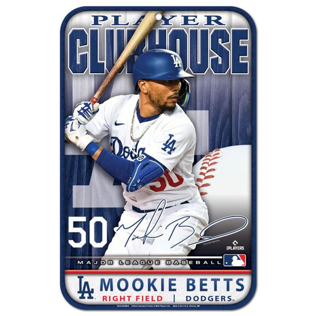 Letrero de plástico de Los Angeles Dodgers de 11" x 17" de Mookie Betts