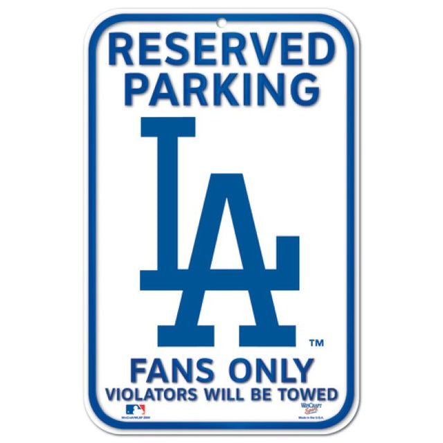 Letrero de plástico de estacionamiento reservado de Los Angeles Dodgers de 11" x 17"