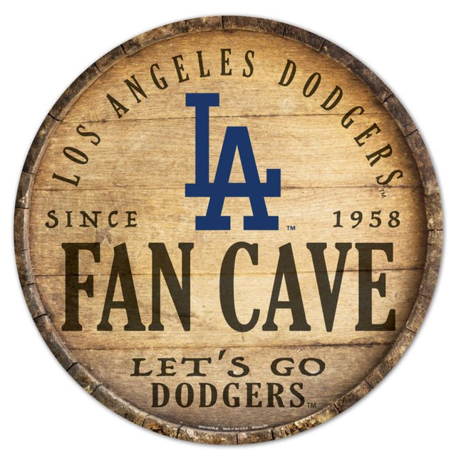 Letrero de madera de Los Angeles Dodgers de 14" de diámetro