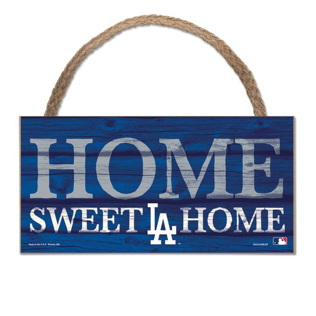 Letrero de madera con cuerda de Los Angeles Dodgers, 5" x 10"