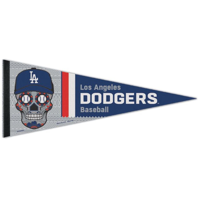 Banderín premium de calavera de azúcar de Los Angeles Dodgers de 12" x 30"