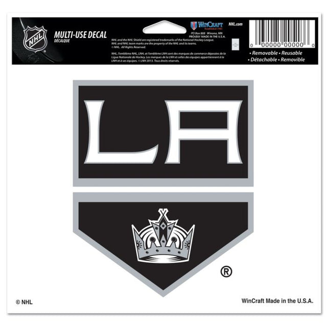 Calcomanía multiusos de Los Angeles Kings, fondo transparente, 5" x 6"