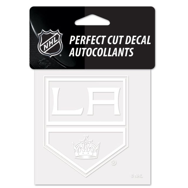 Calcomanía blanca de corte perfecto de Los Angeles Kings de 4" x 4"