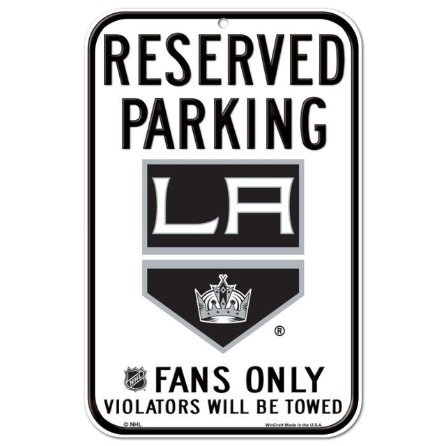 Letrero de plástico de estacionamiento reservado de Los Angeles Kings de 11" x 17"