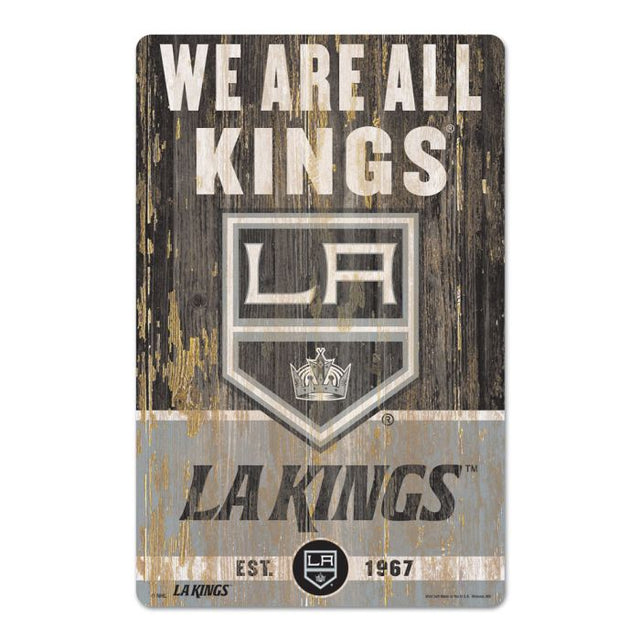 Letrero de madera con el lema de Los Angeles Kings, 11" x 17", 1/4" de grosor