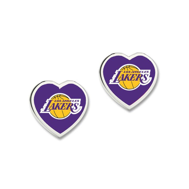 Pendientes de Los Angeles Lakers con corazón en 3D