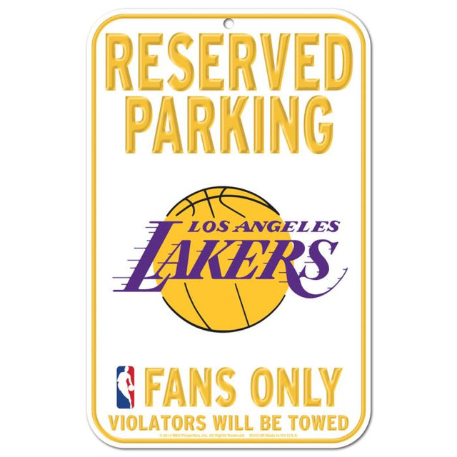 Letrero de plástico de estacionamiento reservado de Los Angeles Lakers de 11" x 17"